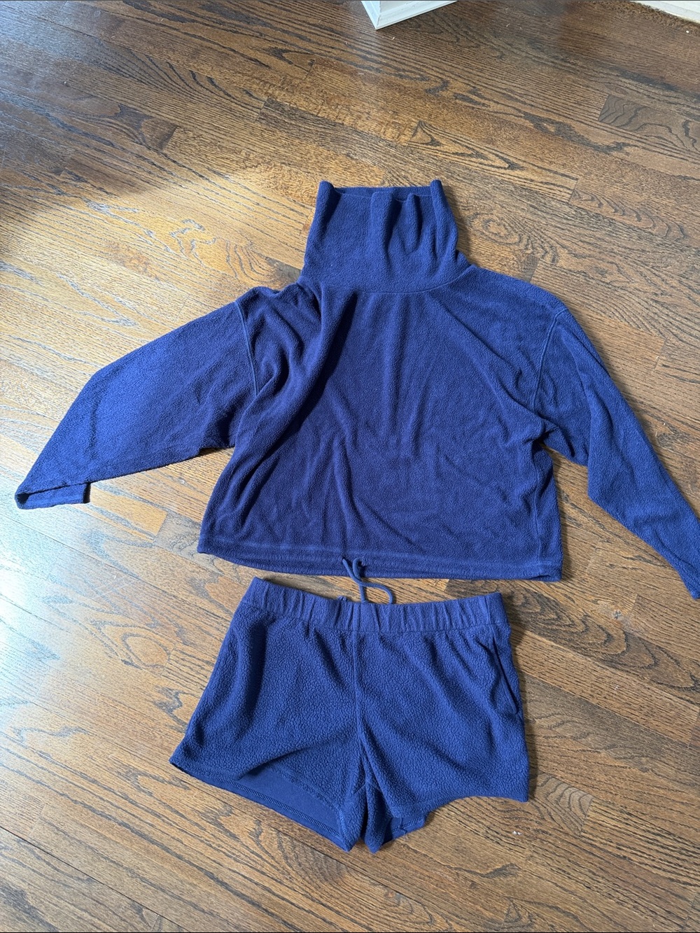Womens Aerie Navy Blue Cozy Two-Piece Pajama Set (Small top, Medium bottom)